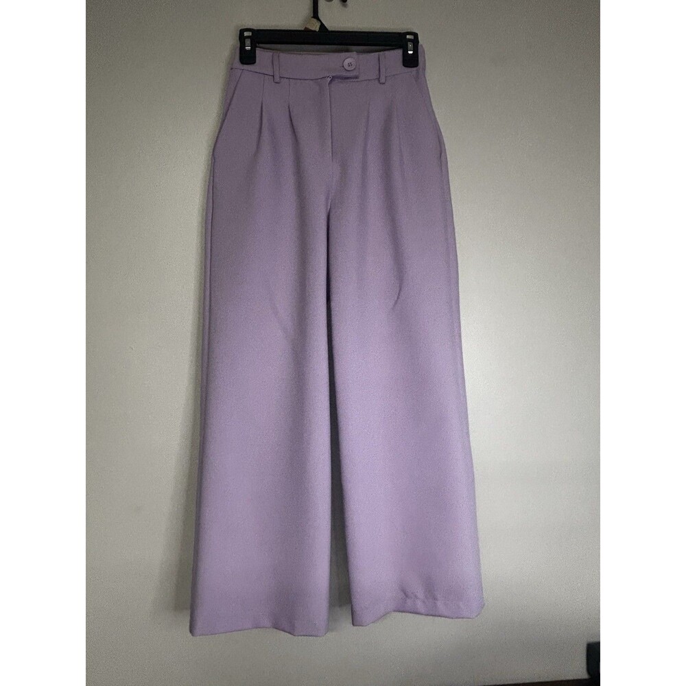 Princess Polly Women's High-waisted pleated Wide Leg Pants Light Purple, Size 2